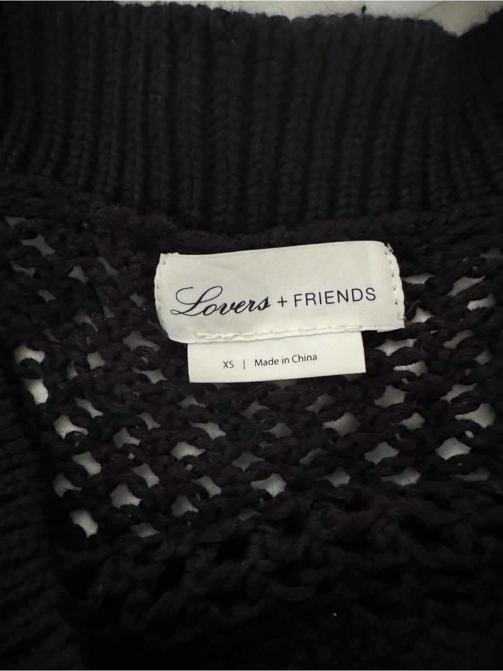 Lovers and Friends Black Open-Knit Women's Sweater - Classic Off-Shoulder Style - Picture 2 of 4